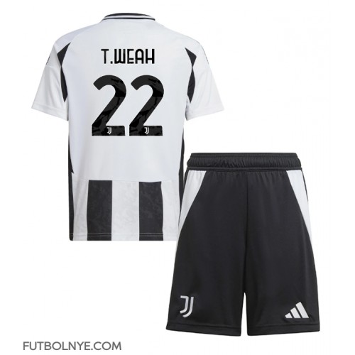 Camiseta Juventus Timothy Weah #22 Primera Equipación para niños 2024-25 manga corta (+ pantalones cortos)